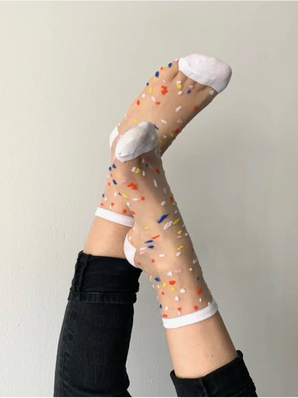 Sockette Sheer Confetti Socks - White Trim